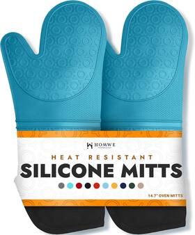 Homwe 850035221099 Bpafree Soft Silicone Oven Mitts Ultra Heat Resistant With Thick