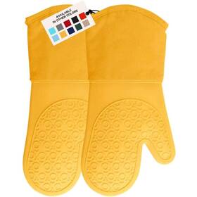 Homwe 850035221129 Professional Silicone Oven Mitt Mitts With Quilted Liner Heat Resistant Pot