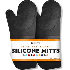 B07444vq4w Homwe Bpa-free Silicone Oven Mitts Ultra Heat Resistant Up To 500f -