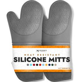 B08f74xctj Homwe Silicone Oven Mitts 14.7 Inch Extra Long Heat-resistant Non-slip Cotton Lined Gra