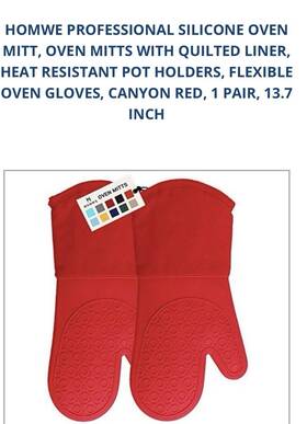 X001h97t7ml Homwe Silicone Oven Mitts Red 13.7 Inch Heat Resistant Flame Retardant Set Of 2