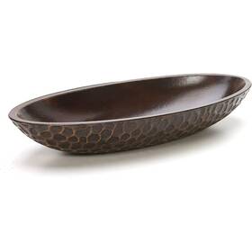 4872917 Hosley Honeycomb Wood Decor Bowl 14.3-inch-long Rustic Large Brown