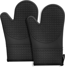 Hovico 791137577267 Silicone Oven Mitts Gloves With Non-slip 11.6 Inch L X 7.3 W Black