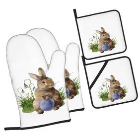 Sfzyg74ia9vlsvkv34-g Hoyyu Mitts-#sfzyg74ia9vlsvkv34-g Easter Egg Bunny Oven Mitts And Pot Holders Sets Rabbits Spring Leaves Heat R