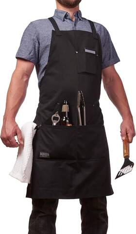 Hudson Durable Goods 866646000305 - Professional Grade Chef Apron For Kitchen Bbq And Black