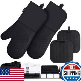 B0dg2vdydj Hulosan Silicone Oven Mitts Pot Holder Kitchen-towels100% Cotton Dish Towels For Kitchen