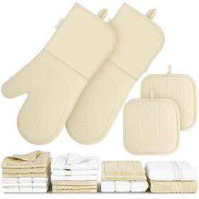 Gwj0001 Hulosan Silicone Oven Mitts Pot Holder Kitchen-towels100% Cotton Dish Towels For Kitc