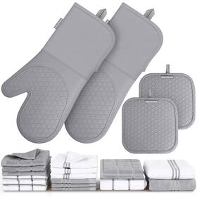 Gwj0002 Hulosan Silicone Oven Mitts Pot Holder Kitchen-towels100% Cotton Dish Towels For Kitc