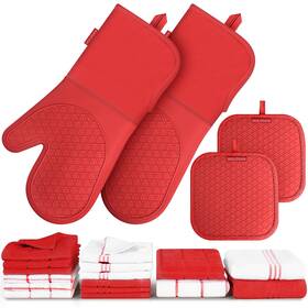 Gwj0004 Hulosan Silicone Oven Mitts Pot Holder Kitchen-towels100% Cotton Dish For Super Soft