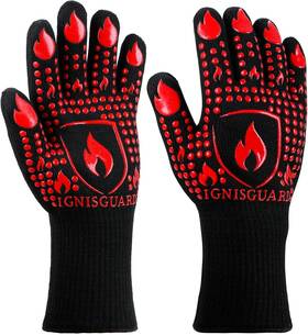 Hyfg-32-red Ignisguard Bbq And Grill Gloves 1472 F Silicone Oven Mitts Heat Resistant For Red