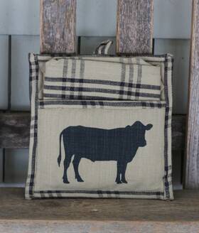 Ihf-405 Ihf Pgs Pot Holder With Dishtowel Set Black Cow Plaid Towel Farmhouse Kitchen Decor