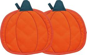 83147 Inc. Pumpkin Trivets Set Of 2 Heat-resistant Fabric Hot Pads With Hanging Loops Aut