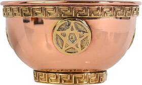 Ince-237 Incense Garden Pentacle Copper Offering Bowl For Altar Use Rituals