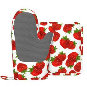 11971 Indokyeyqaz Silicone Oven Mitts And Pot Holders Sets Home Cute Strawberry Heat Resistant