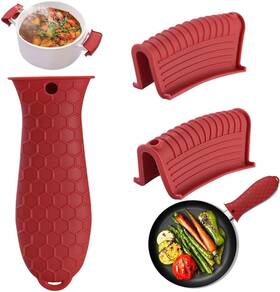 Intatikoo 445032133129 3 Pack Silicone Cast Iron Skillet Handle Cover - Heat Resistant Pot Sleev