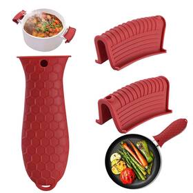 Intatikoo 768469142760 3 Pack Silicone Cast Iron Skillet Handle Cover Heat Resistant Pot Sleeve Grip