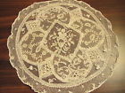 Inv-n34 Bobbin Handmade Doily French Embroidered Net Lace Antique White Normandy