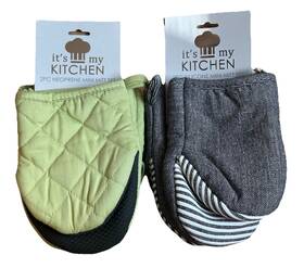 It S My Kitchen 738980994698 2x 2 Piece Silicone Oven Mini Mitt Set