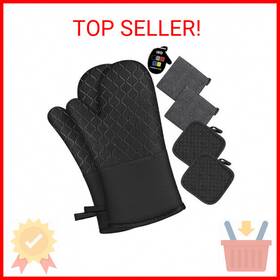 Ixo 602299691596 6pcs Oven Mitts And Pot Holders 500 Heat Resistant With Kitchen