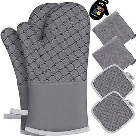 Ixo 602299701080 6pcs Oven Mitts And Pot Holders 500 Heat Resistant With Kitchen