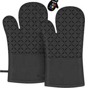 Ixo-om-bk1 Ixo Oven Mitts Gloves Heat Resistant 500 F With Non-slip Silicone Surface Pot