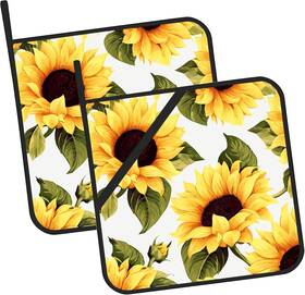 Jasakoo 445007716760 Groovy Sunflower Pot Holders Set Of 2 Kitchen Heat Resistant Potholders For Micr