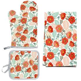 Jdghgb 717097556579 Pioneer Woman Kitchen Stuff-floral Plant Oven Mitts Pot Holders And Hand Towels