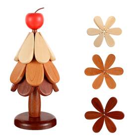 Yr-1016 Jhhjify Natural Wooden Tree Trivets For Hot Dishes Wood Christmas Coaster Set O