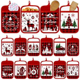 Che-jingmore-oe234 Jingmore 12 Pcs Christmas Pot Holders With Pocket Xmas Buffalo Plaid For K