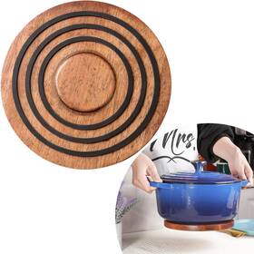 Jisculo 313049968904 Magnetic Wooden Trivet For Le Creuset Dutch Oven Acacia Wood With Black Silicon Jisculo 313049968904 Magnetic Wooden Trivet For Le Creuset Dutch Oven Acacia Wood With Black Silicon