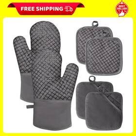 Jizvxe 726084378889 4 Pcs Oven Mitts And Pot Holders High Heat 500 F Resistant Glove Potholder With