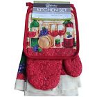 Jjcollection Wine Glasses 5 Piece Kitchen Set 2 Towels 1 Oven Mitt Pot Holders 613165879406