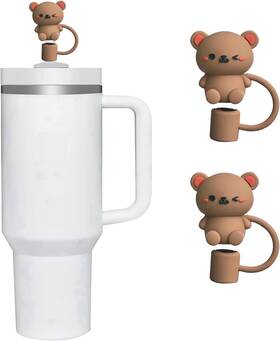 Jjlfresheners 792483292545 2pcs Teddy Bear Straw Cover For Stanley 40&30 Oz Cup 10mm Silicone Covers Cap F