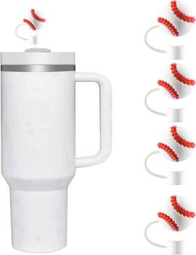 Jjlfresheners 792483294112 4pcs Baseball Straw Cover For Stanley 40&30 Oz Cup 10mm Silicone Covers C