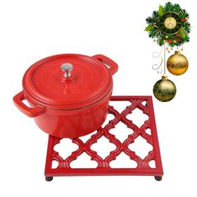Jogreful 661757275389 Square Cast Iron Trivet Red Metal Trivets For Kitchen Dining Hot Pot Holder