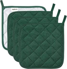 Joyhalo 445003211290 4 Pack 8 X Inches Pot Holders For Kitchen Heat Resistant Dark Green Po