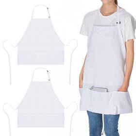 Jubatus 747165982023 2 Pack 3 Pockets Adjustable Bib Apron Chef Kitchen 67cm X White