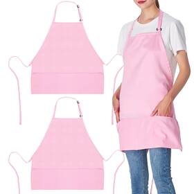 Jubatus 747165982030 2 Pack 3 Pockets Adjustable Bib Apron Chef Kitchen 67cm X Pink
