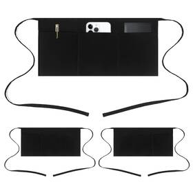 Jubatus 747165982399 3 Pack 100% Cotton Server Apron Small 23.62 X 11.81 Inches Black