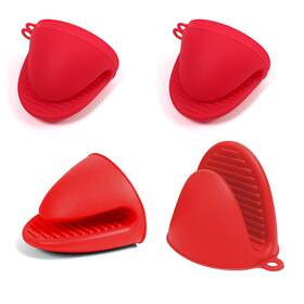 Ju-som-red-6p Jujingping 3 Pairs Silicone Oven Mitts Sets Pot Holders Heat Resistant For Kitchen - Sma