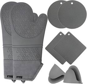 Jumeijia 705353650826 Oven Mitts And Hot Pads Sets 8pcs Extra Long Silicone Gloves With Non-slip