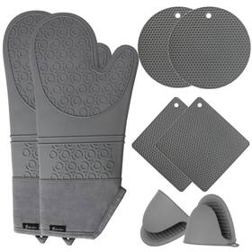 Jumeijia 770456371824 Oven Mitts And Hot Pads Sets 8pcs Extra Long Silicone Gloves With Non-s