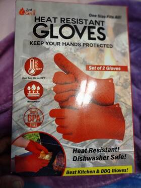 Just Grill 735541907203 Heat Resistant Silicone Gloves Mitts Grilling Bbq Kitchen Cooking New