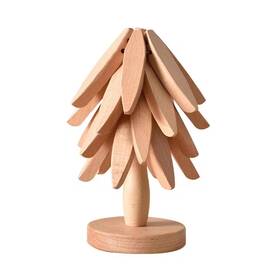 Justincity 445041381382 8 Inch Natural Wood Beech Walnut Tree Design Hot Pot Holder Trivets Space-saving