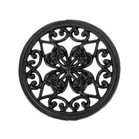 20240826490-jxy Juxyes Decorative Cast Iron Metal Trivet With Rubber Feet Vintage Heat Resistant Fo