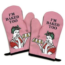 Sst-001 Jxubeuro I Am Baked Too Funny Oven Mitts Sets Of 2 Silicone Non-slip B
