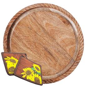 K & R 060904130093 Wood Trivet For Hot Pots And Pans Natural Mango Dishes Wooden Cutting Board