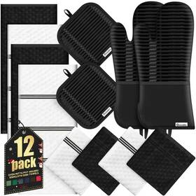 Kacnacpro 313112671694 Oven Mitts Kitchen Towels And Dishcloths With Pot Holders Sets Gloves Hot