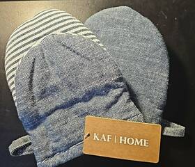 Kaf Home 844260067164 Mini Oven Mitts Blue And White 5 Inch X7 Mm-std-nv2