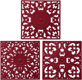 3-melort Kalsreui 22016 Silicone Trivets For Hot Dishes Square Trivet A006 Set Red